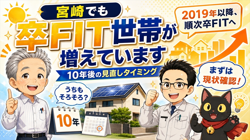 宮崎でも卒FITを迎える太陽光発電ユーザーが増えています