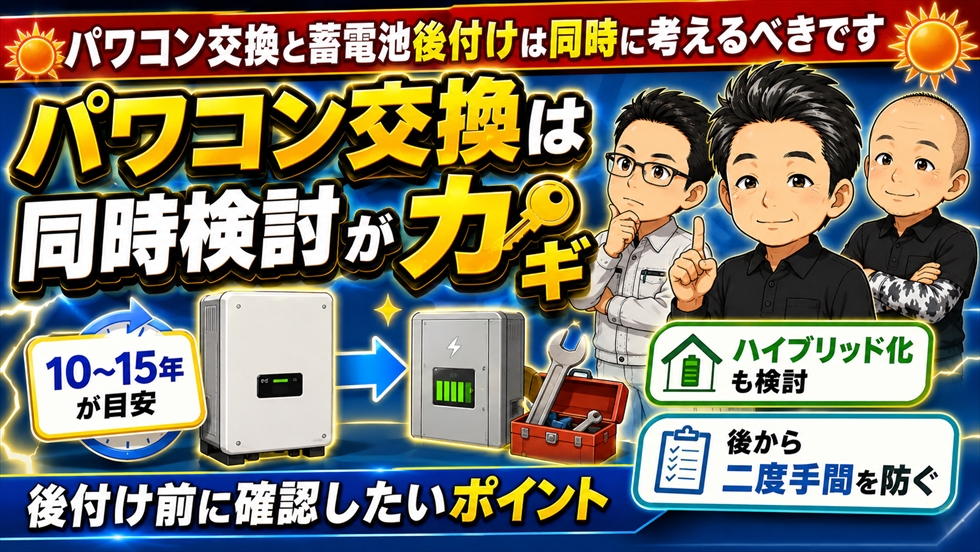 パワコン交換と蓄電池後付けは同時に考えるべきです