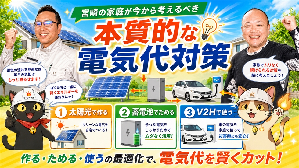 宮崎の家庭が今から考えるべき本質的な電気代対策のイメージ