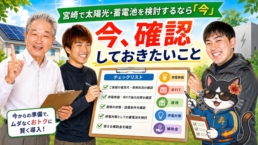太陽光や蓄電池を検討する前に今確認しておきたいことのイメージ