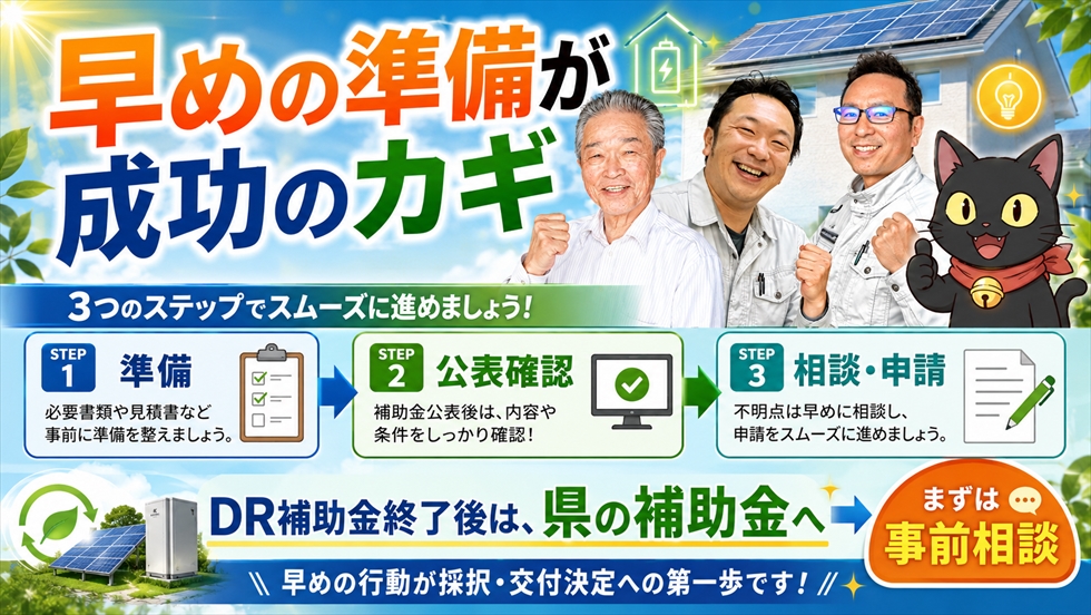 早めの準備が成功のカギというまとめ画像