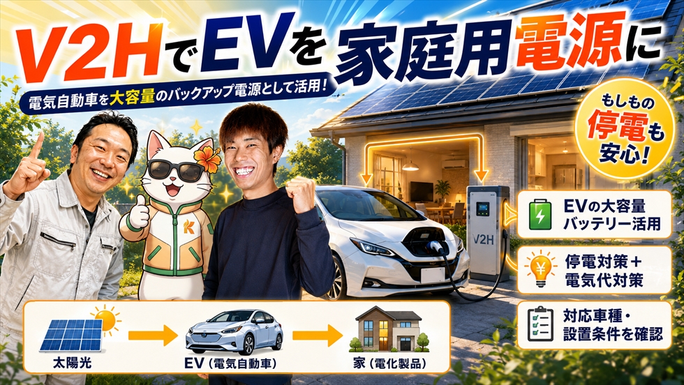V2HでEVを家庭用電源に活用 宮崎の停電対策