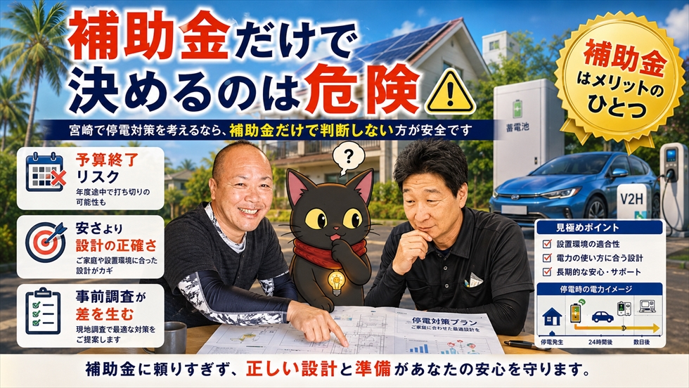 補助金だけで停電対策を決めるのは危険 設計と事前調査が重要