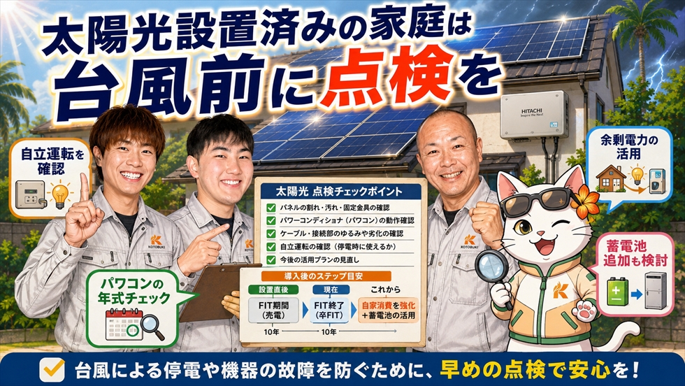 太陽光発電を設置済みの家庭は台風前に点検を