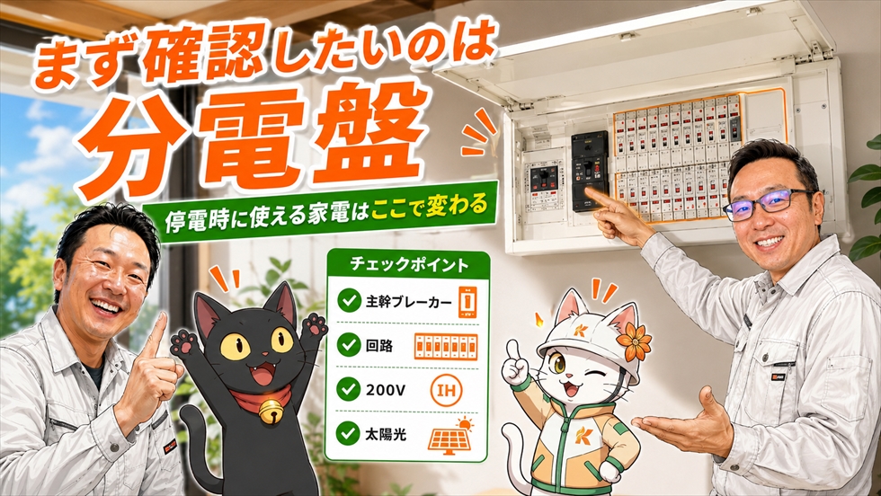 まず確認したいのは分電盤 停電時に使える家電はここで変わる