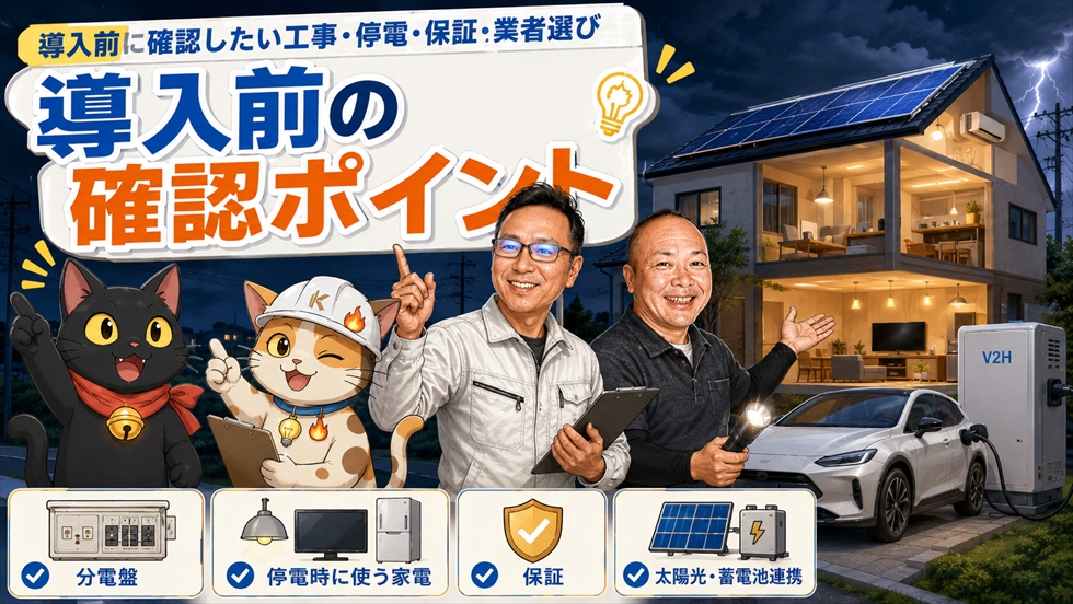 V2H導入前に確認する工事や停電対策と保証