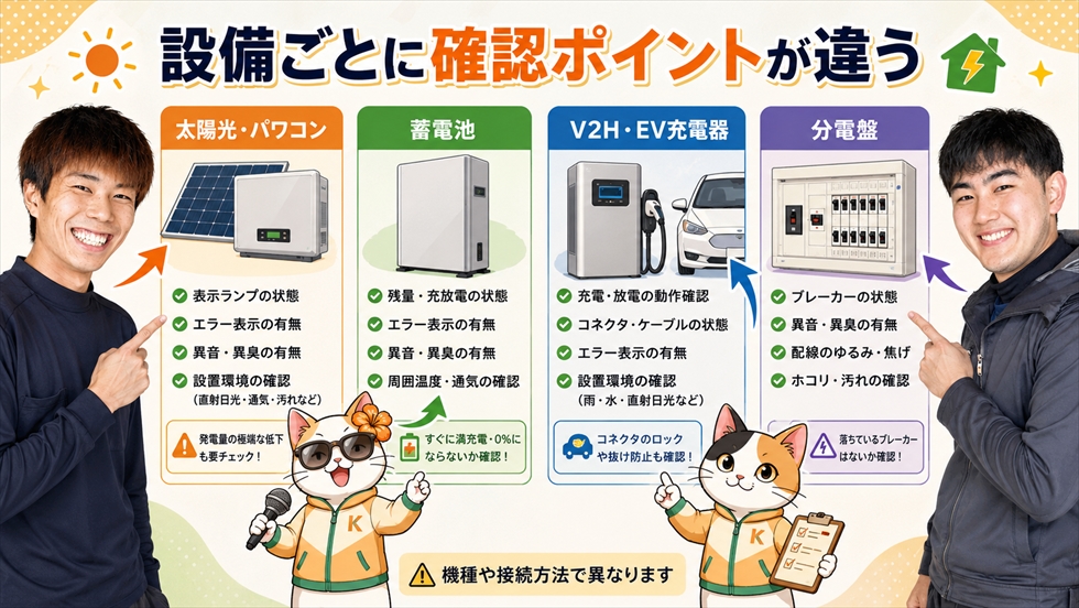 設備ごとの確認ポイント