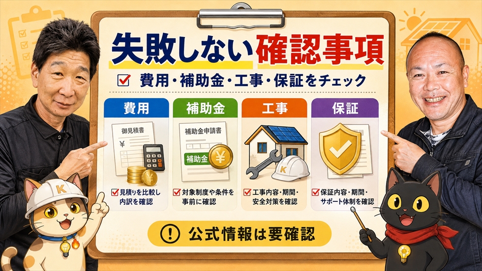設備導入で失敗しない費用補助金工事保証の確認事項