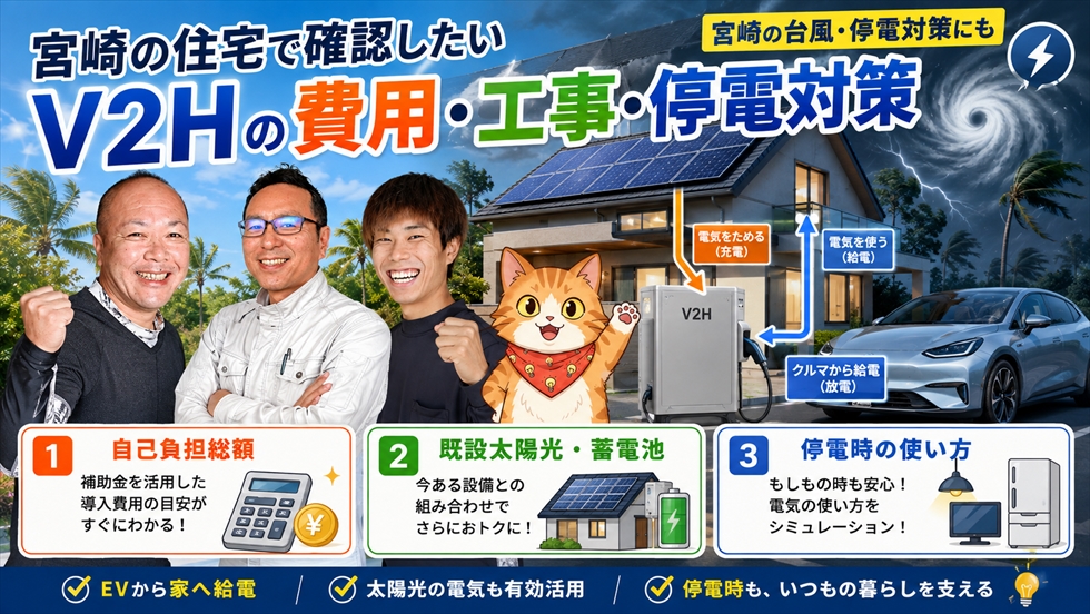 宮崎の住宅で確認したいV2Hの費用・工事・台風停電対策