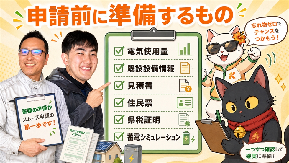 ひなたゼロカーボン補助金の申請前に準備する書類と住宅設備情報