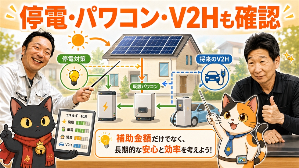 太陽光発電 蓄電池 パワコン V2Hを含めた住宅エネルギー設備の考え方