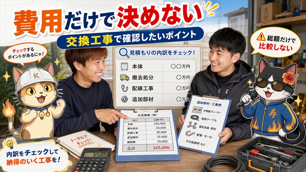 パワコン交換工事の見積りで確認したい費用と工事項目