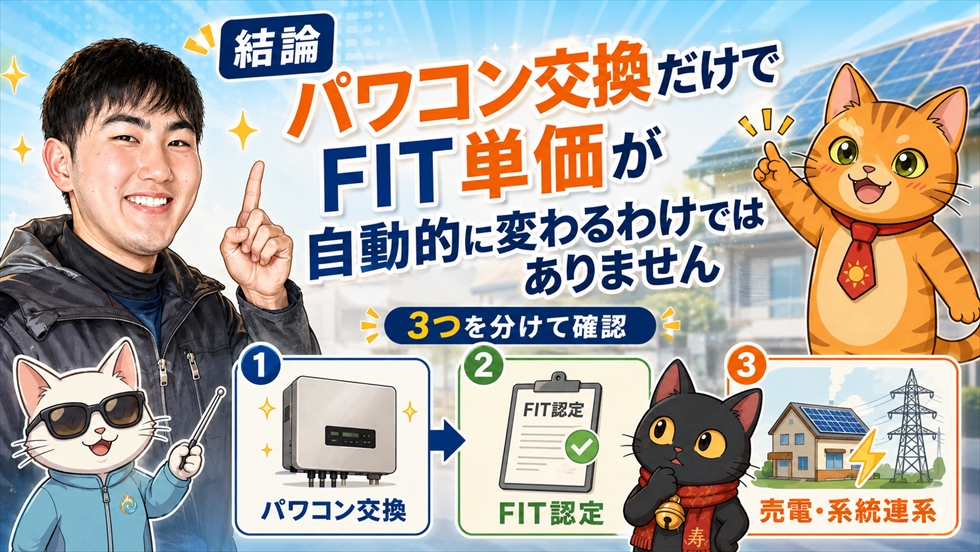 パワコン交換とFIT認定・売電契約・系統連系の違いを解説