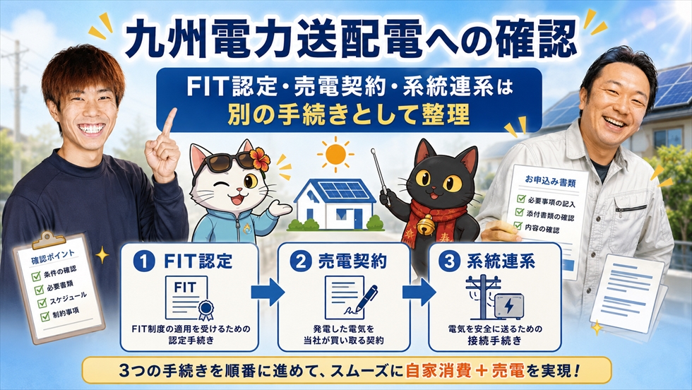 FIT認定・売電契約・九州電力送配電の系統連系手続きを整理