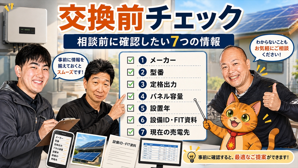 パワコン交換前に確認したいメーカー型番出力設備IDなど7項目