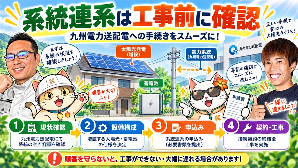 太陽光増設と蓄電池導入時の九州電力送配電への系統連系手続き