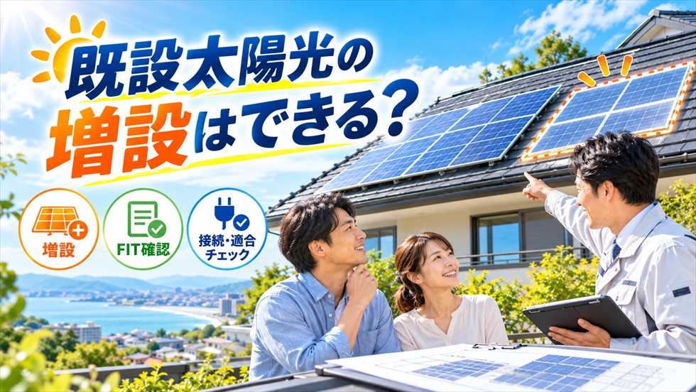 既設太陽光発電にパネルを増設する際のFIT・接続・機器適合を確認する相談イメージ