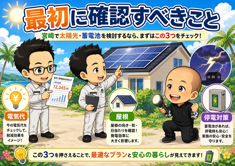 宮崎で太陽光発電と蓄電池を検討する前に最初に確認すべきこと