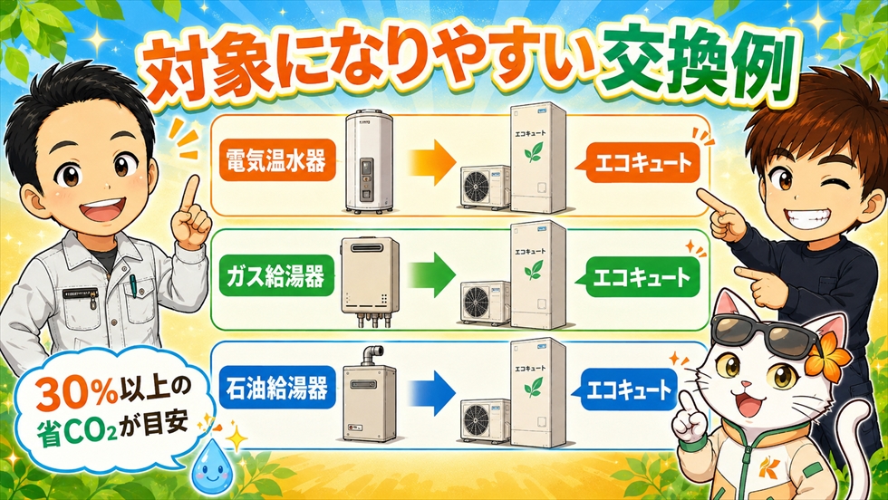 エコキュート交換で補助対象になりやすいケース