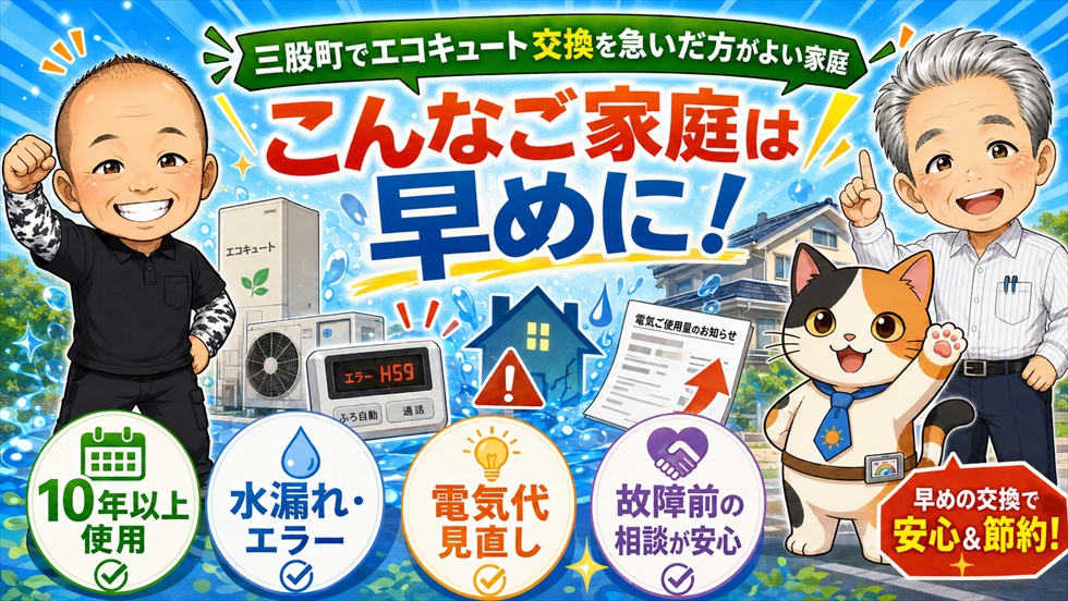 三股町でエコキュート交換を急いだ方がよい家庭