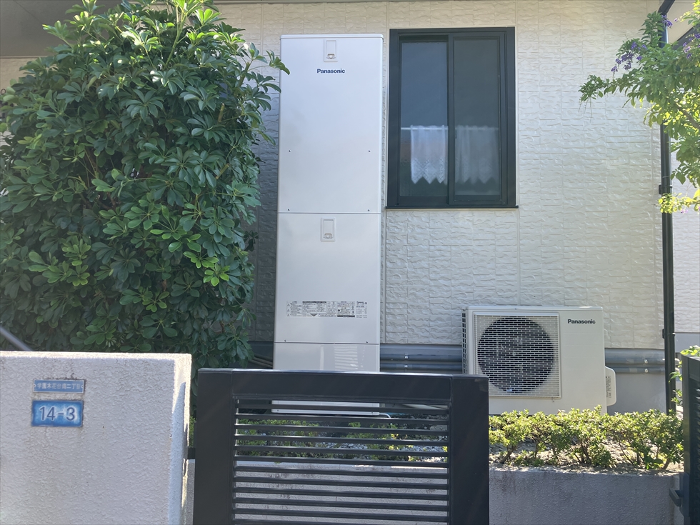 施工後(補助金10万円を活用して設置された無線LAN搭載の最新パナソニックエコキュート HE-S46LQS)