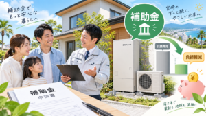 エコキュート交換で利用できる補助金の対象機種・補助額・撤去加算を確認するイメージ