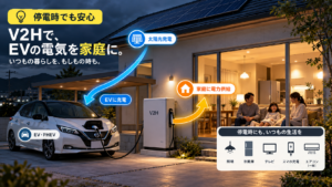 停電時にV2HでEV・PHEVの電気を家庭へ供給するイメージ